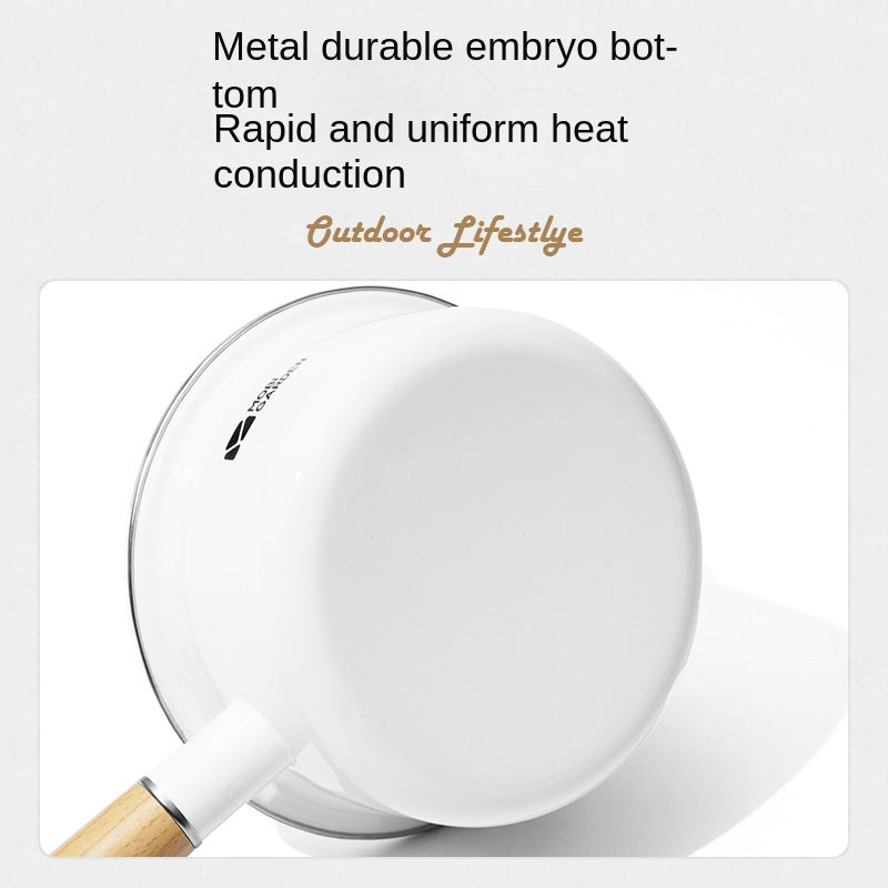 Mobi Garden Enamel Milk Pot Portable Lightweight Glazed Saucepan Small Soup Pot Outdoor Camping Cooking Utensil Kitchenware Food Grade Stainless Steel