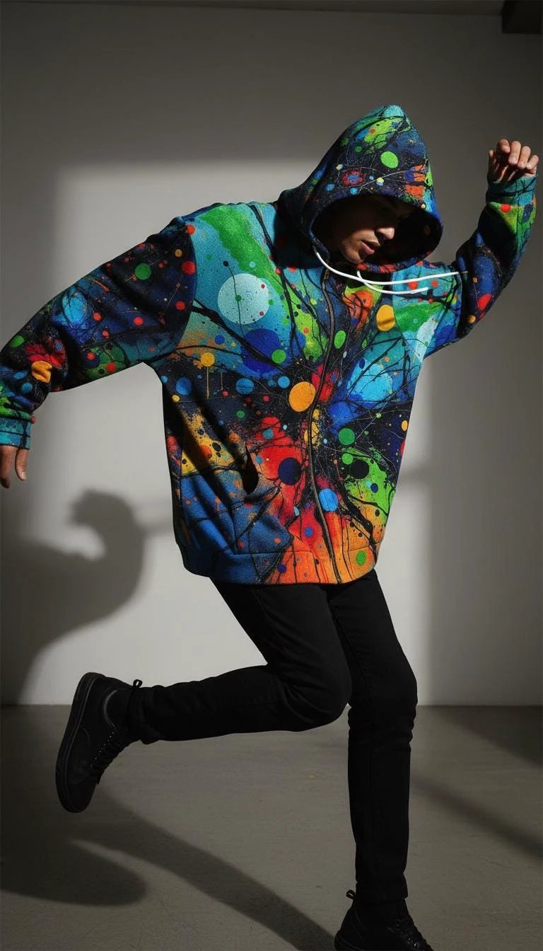 Velvet Ambrosia Explosive AOP Full-Zip Hoodie - Luxury Maximalist Streetwear - Heavyweight Designer Parka