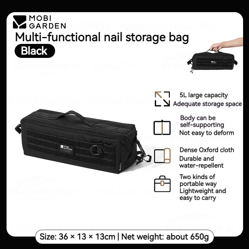 MOBI GARDEN Ground Nail Storage Bag Portable Multi-function 5L Large Space One Second Switch Four Layer Camping Outdoor Partition Box Wear-resistant