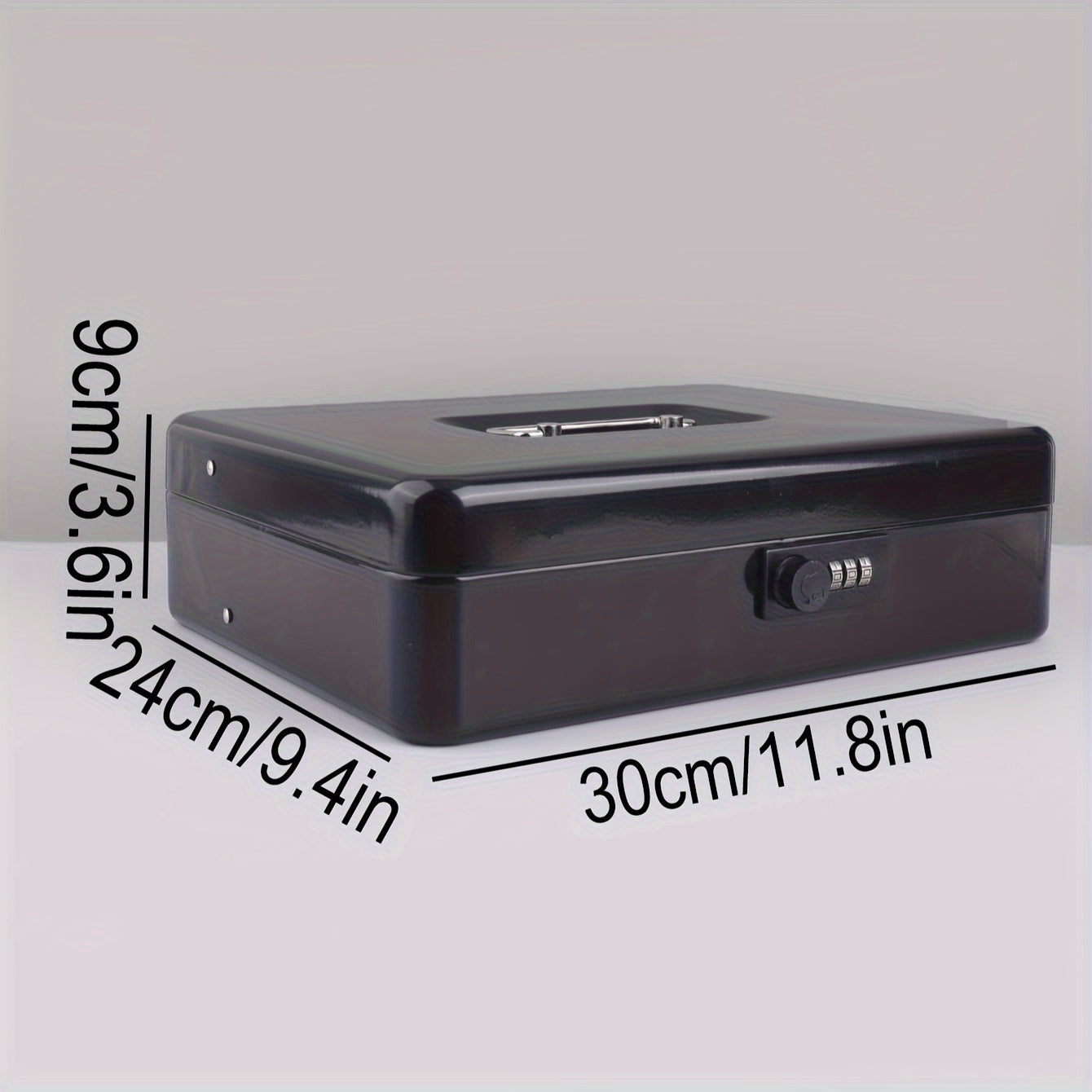 Large Portable Metal Cash Box with Lock & Tray TJR6H3S