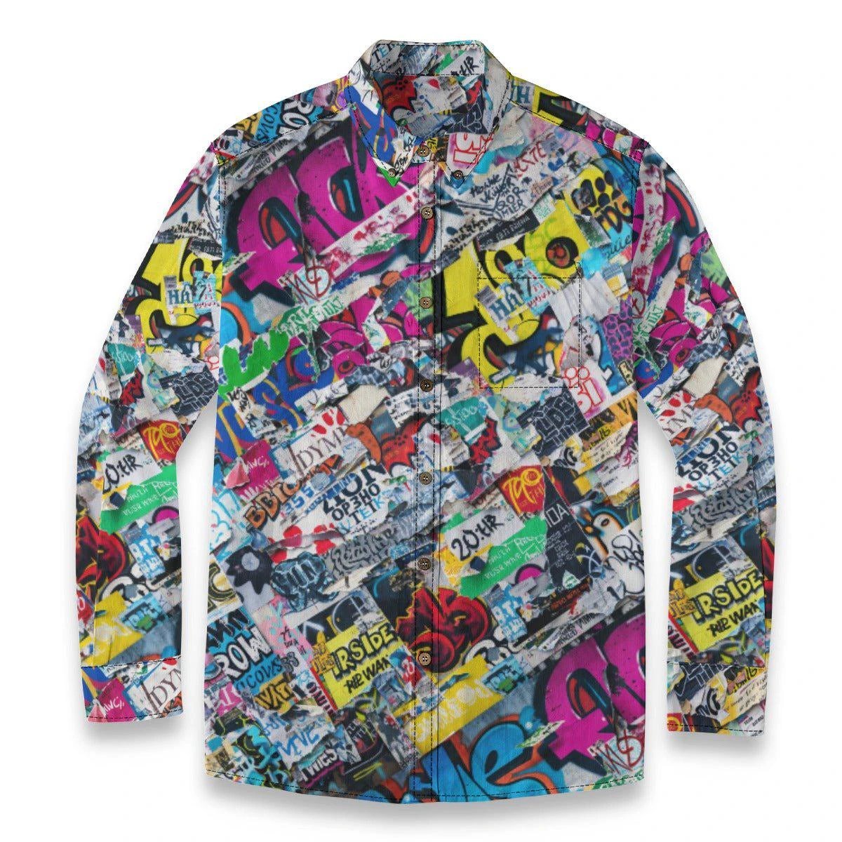 Vibrant Vigilante AOP Men's Slub Cotton Dress Shirt | 125gsm Antibacterial Maximalist Button-Down for Wine Country