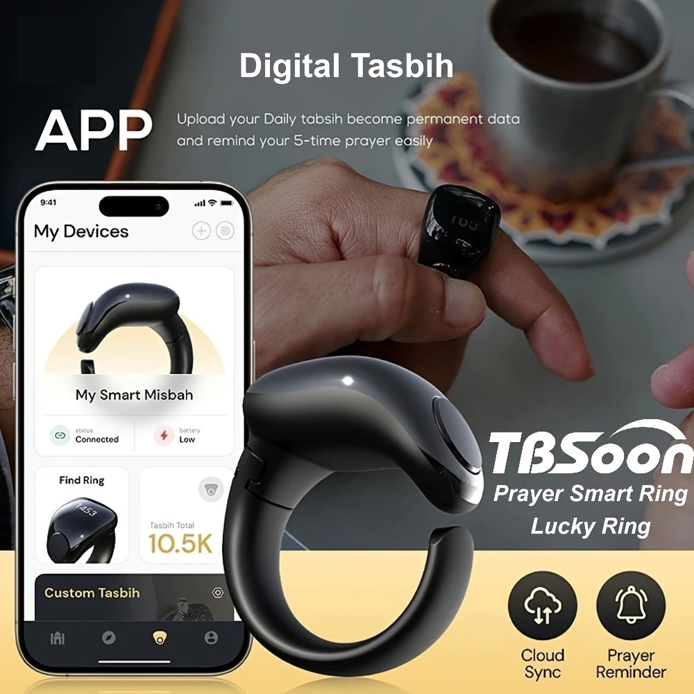 TBSoon iQIBLA Zikr Smart Prayer Ring with OLED Display TJR2K5Z