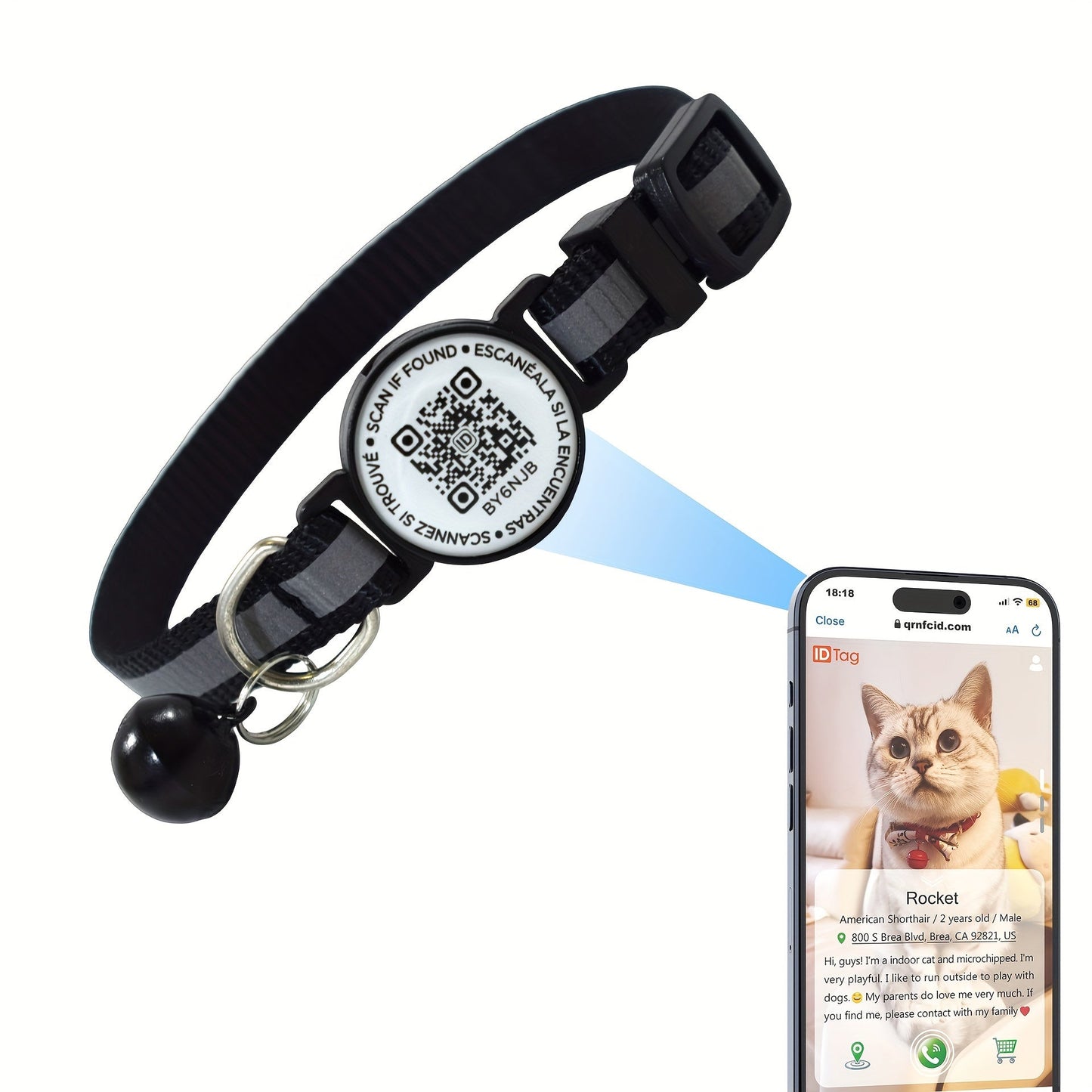 Reflective QR Code Pet Collar, Anti-Lost Feature for Pets TJR1P7B