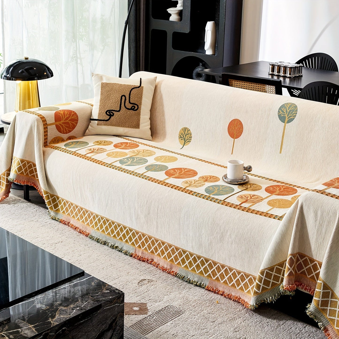 Bohemian Leaf Chenille Sofa Cover-6JTD