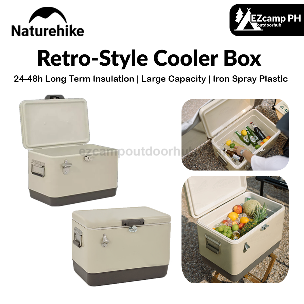 Naturehike Retro-Style Cooler Box Portable Lightweight 29L & 51L Capacity Food Drink Storage Ice Chest Cold Up To 48H Camping Outdoor Picnic