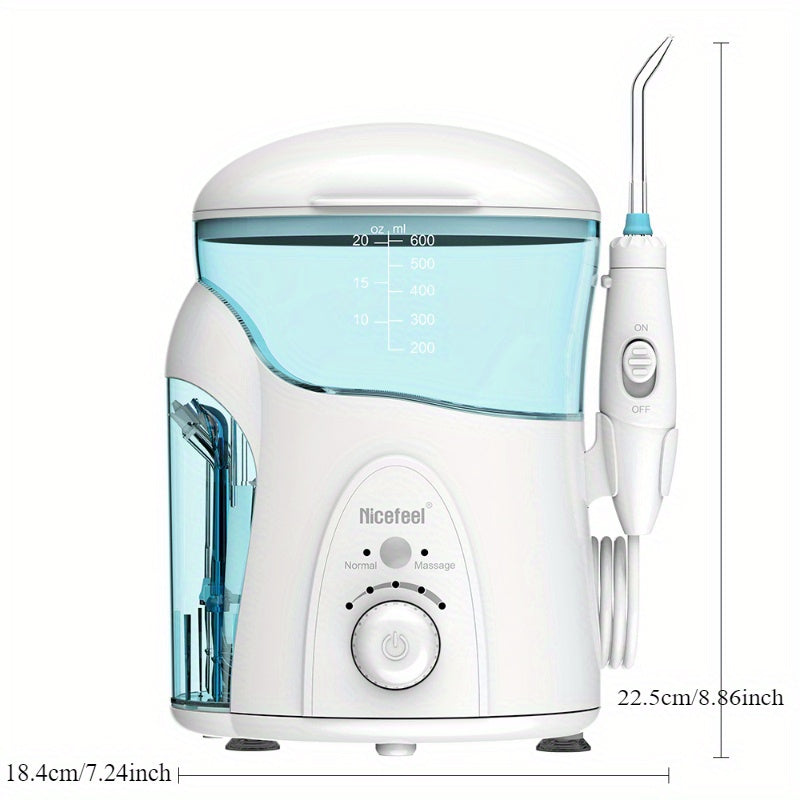 600ml Electric Water Flosser  Adjustable Pulsed Flow 7 Nozzles Soft Mode-FYGW