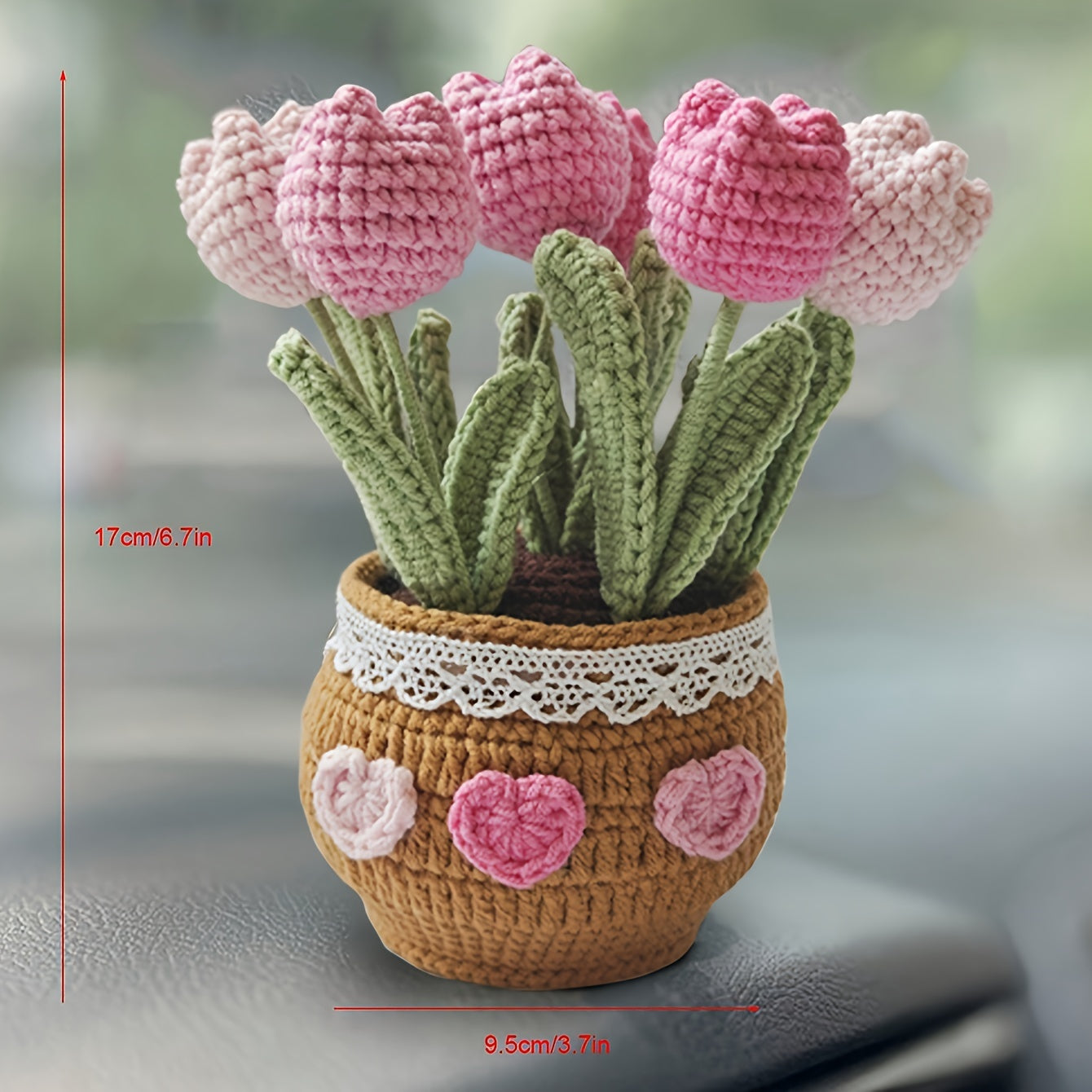 Handcrafted Crochet Tulip Dashboard Ornament - ES0C
