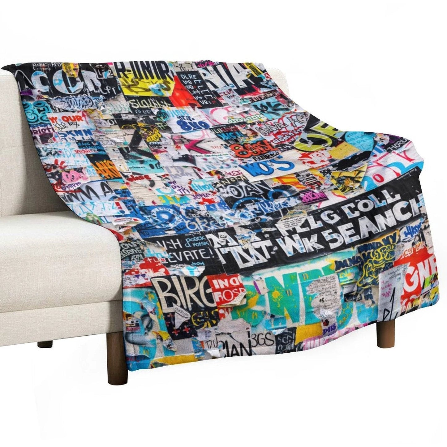 Maximalist AOP Flannel Throw Blanket 30"×40" | 280gsm Bold Full-Bleed Print — Statement Couch Throw, Wall Tapestry