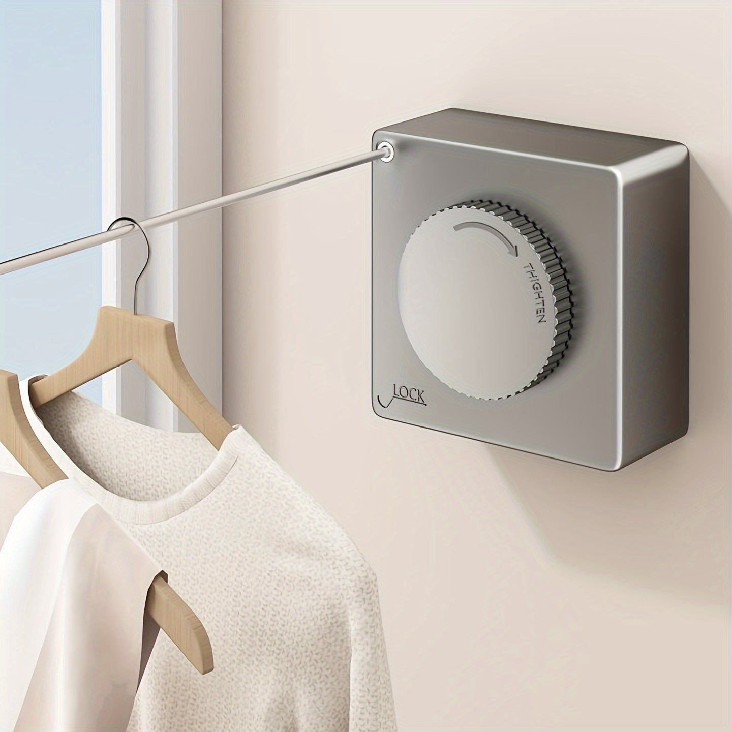 Heavy-Duty Retractable Clothesline, 4.75m Stainless Steel Rope TJR9H4S