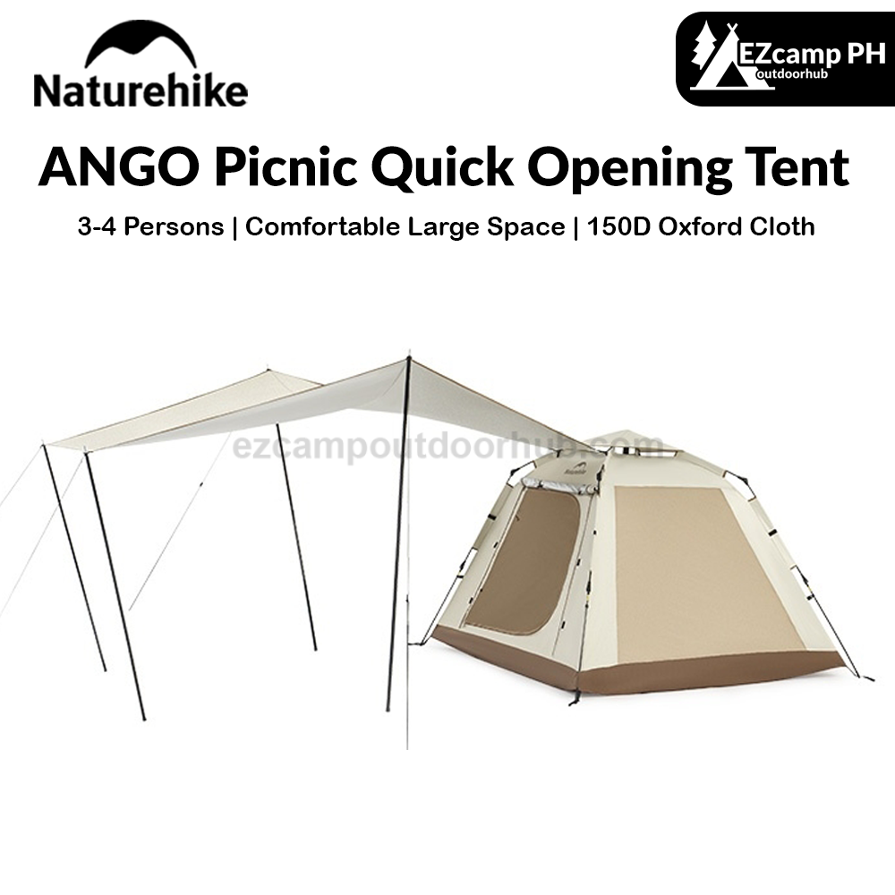 Naturehike ANGO 3 Picnic Quick Opening Tent 3-4 Persons Automatic Easy to Set Up Large Space Luxury Sunshade Family Camping Highly Durable Rainproof Canopy Tent