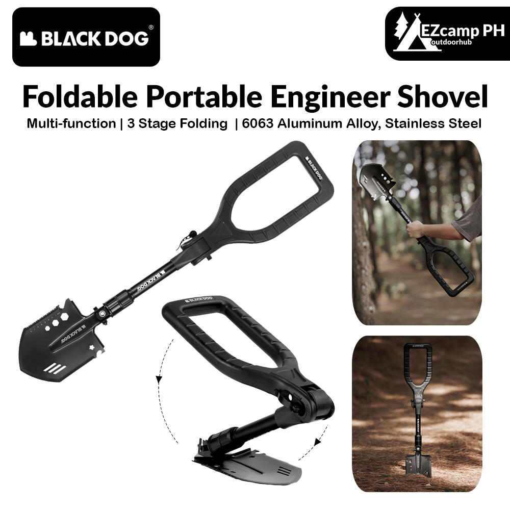 Blackdog Foldable Portable Engineer Shovel Outdoor Lightweight Multifunctional Stainless Steel Thickened Camping Shovel Fishing Hiking Tool Equipment