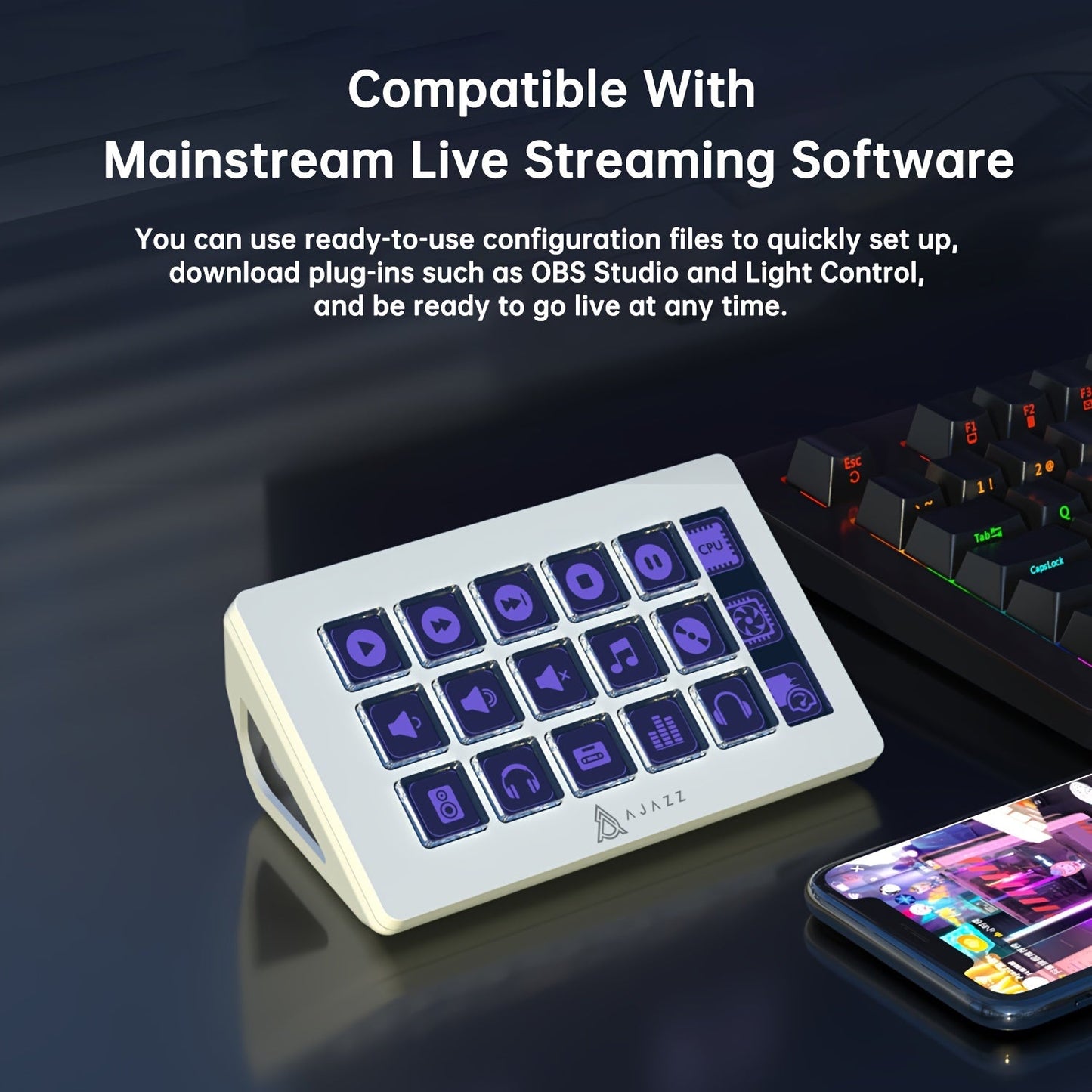 AJAZZ Live Streaming Control Console, 15 Keys TJR4D7M