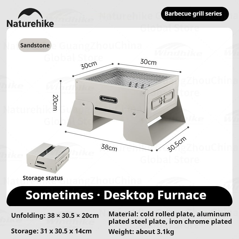 Naturehike Folding Charcoal Grill Outdoor Portable 1-2 Persons BBQ Desk Tabletop Stove Furnance Camping Picnic Barbecue Burner Cooking Grill Stand