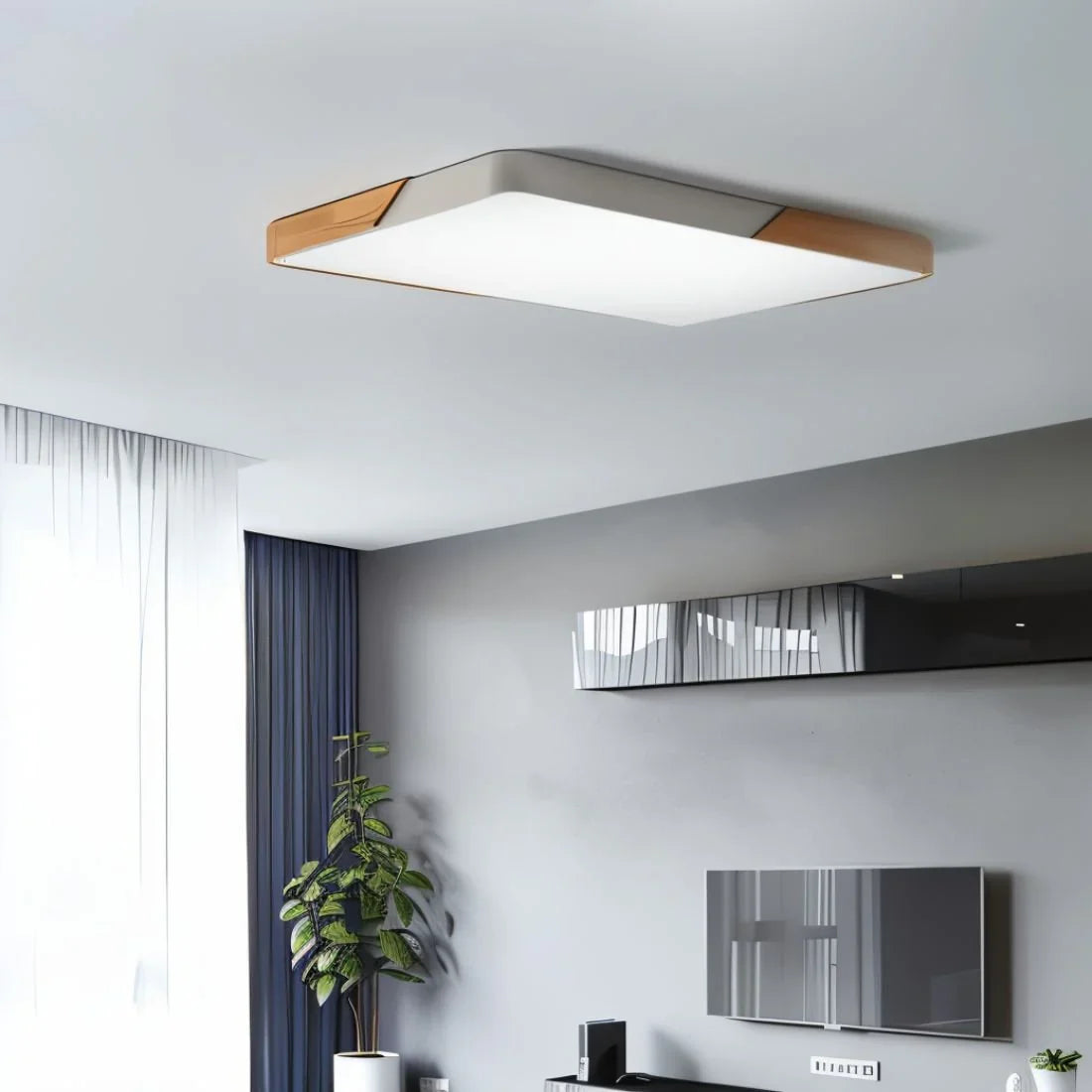 Slim LED Flush Ceiling Light | Wood | Vevon