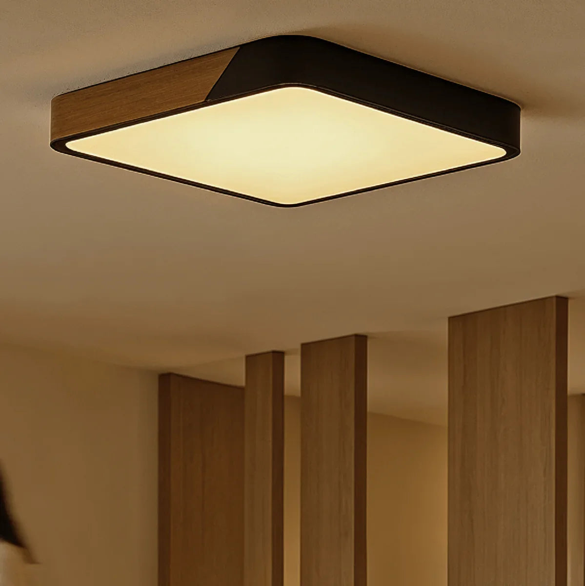 Slim LED Flush Ceiling Light | Wood | Vevon