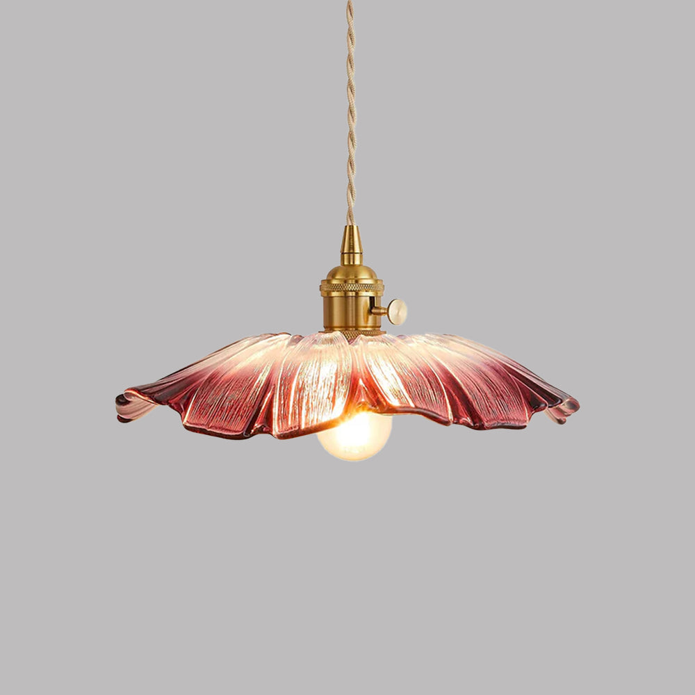 Retro Glass Pendant Light with Fluted Shade