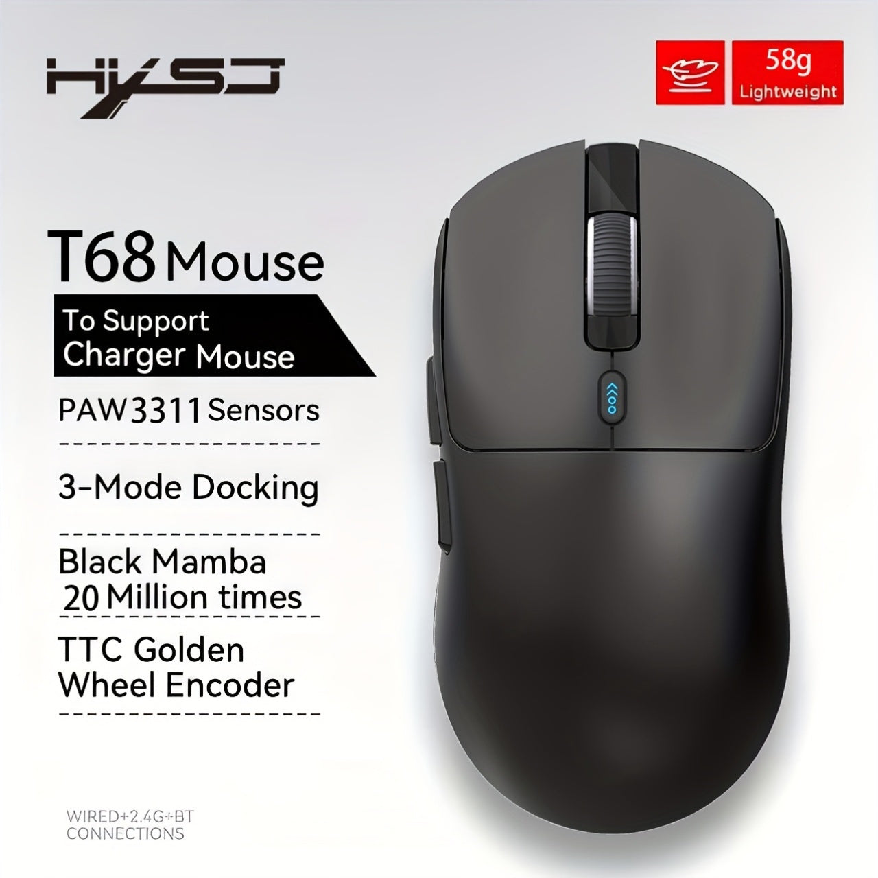 New 2025 Three Mode Gaming Mouse, 12000cpi Adjustable TJR2C9K