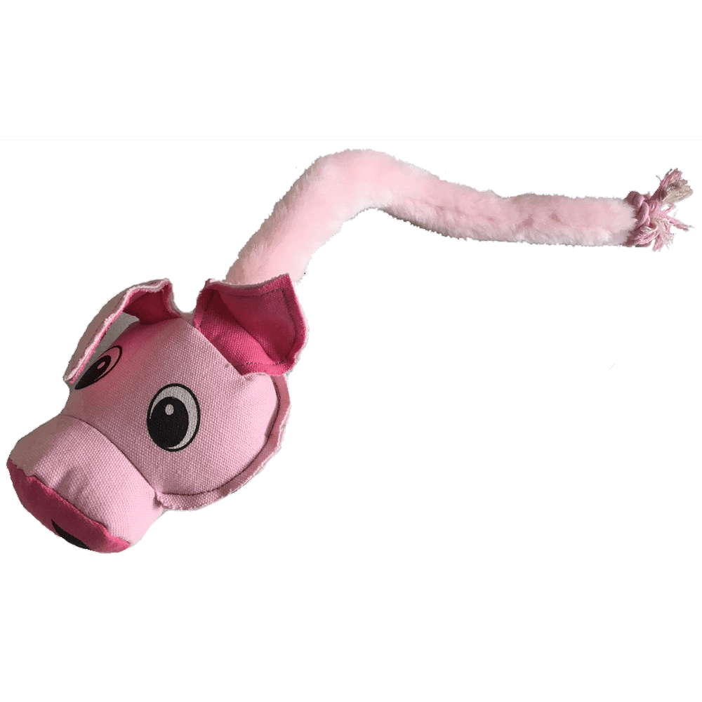 Dogline 22" Safari Pig Animal Toy with Embedded Ball & Rope