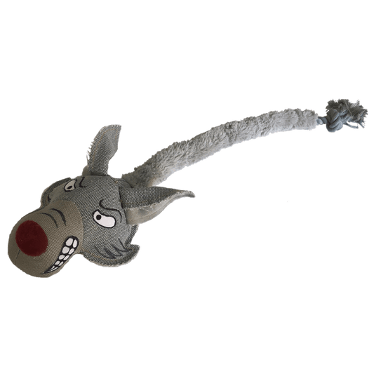 Dogline 22" Safari Wolf Animal Toy with Embedded Ball & Rope