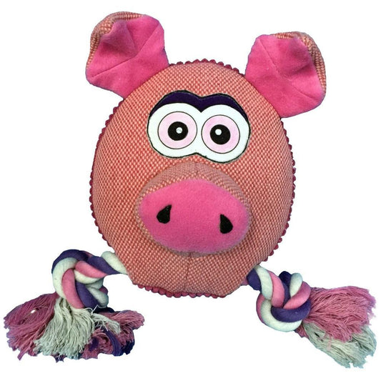 Dogline 8" Safari Pig Animal Toy with Ropes