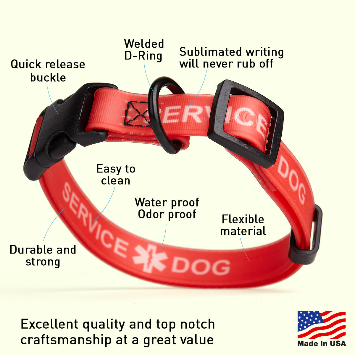 Dogline Biothane Service Dog Collar Or Leash