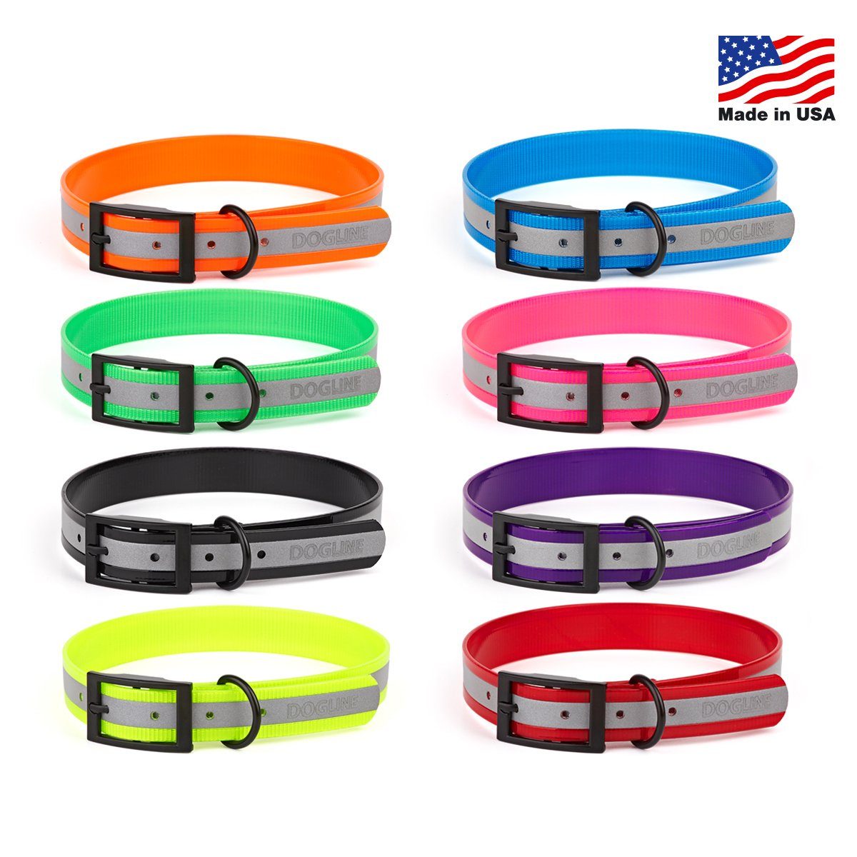 Dogline Biothane Translucent Reflective Collar
