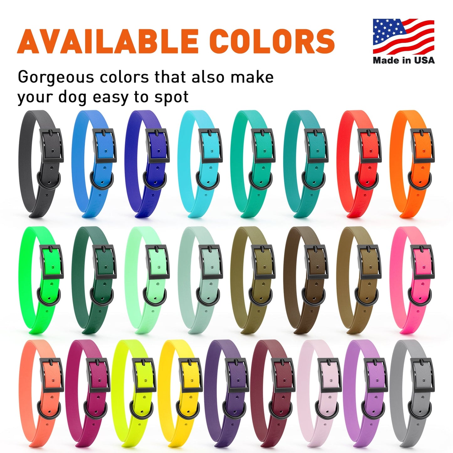 Dogline Biothane Waterproof Collar - Medium (15 to 18 inches)