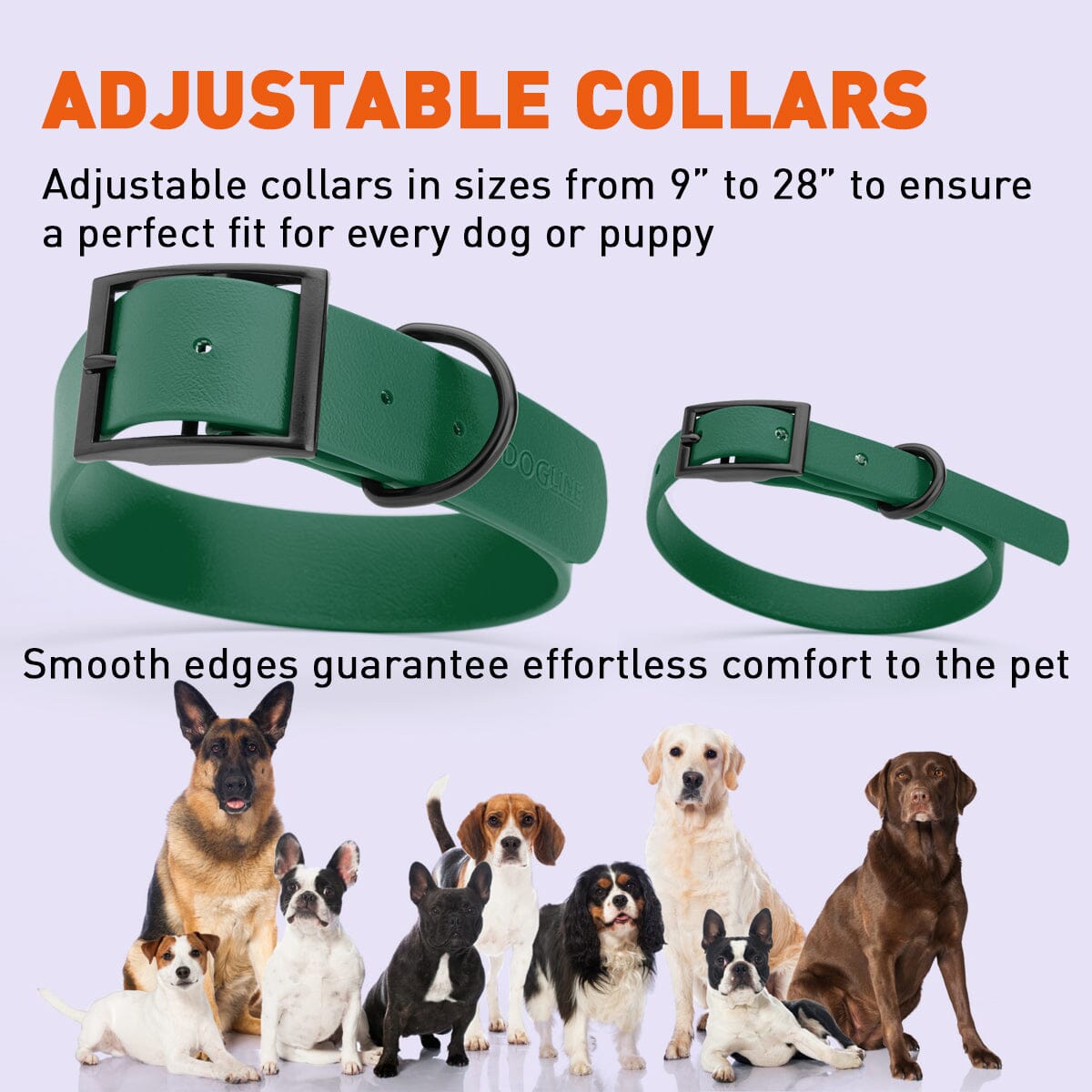 Dogline Biothane Waterproof Collar - Medium (15 to 18 inches)