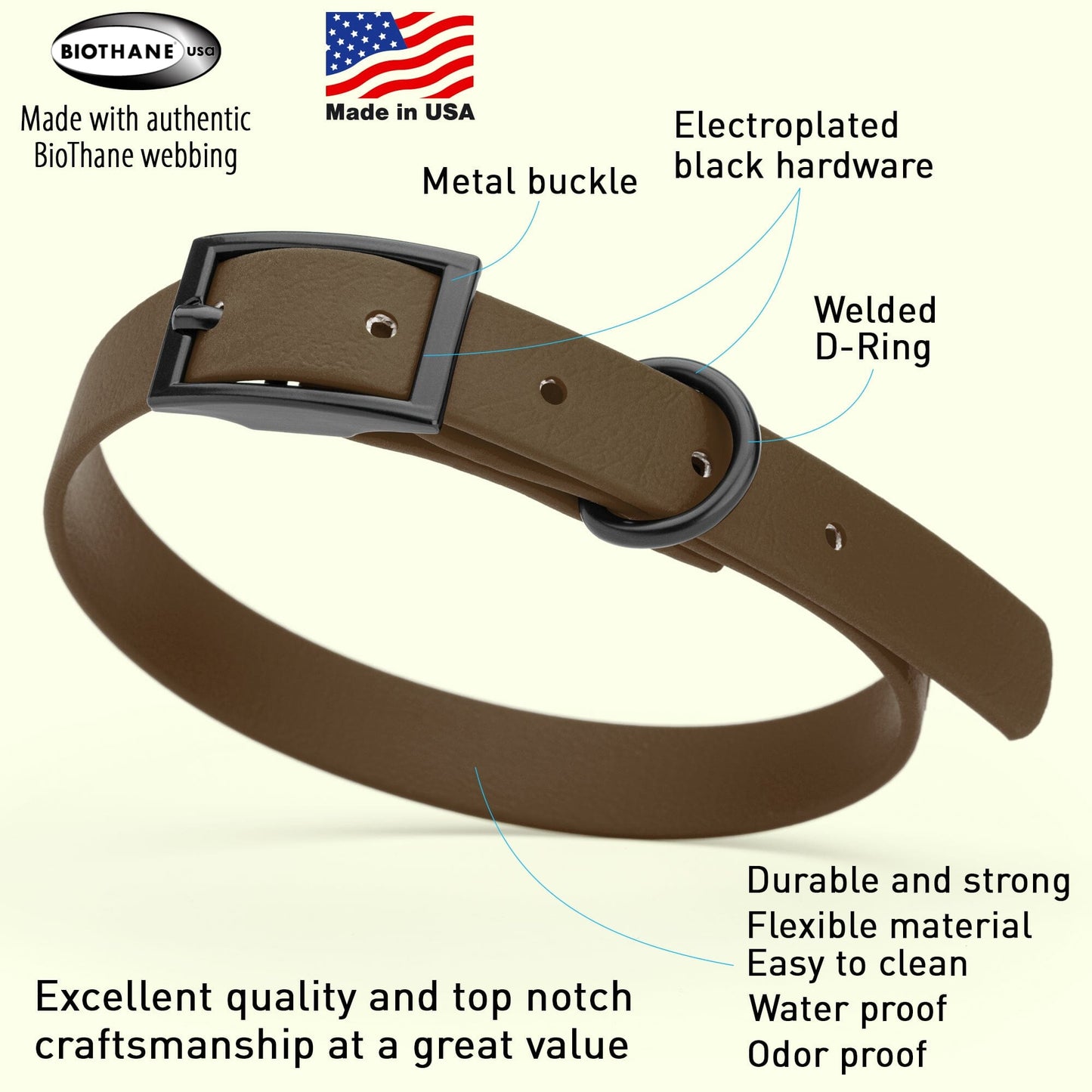 Dogline Biothane Waterproof Collar - Small (12 to 15 inches)