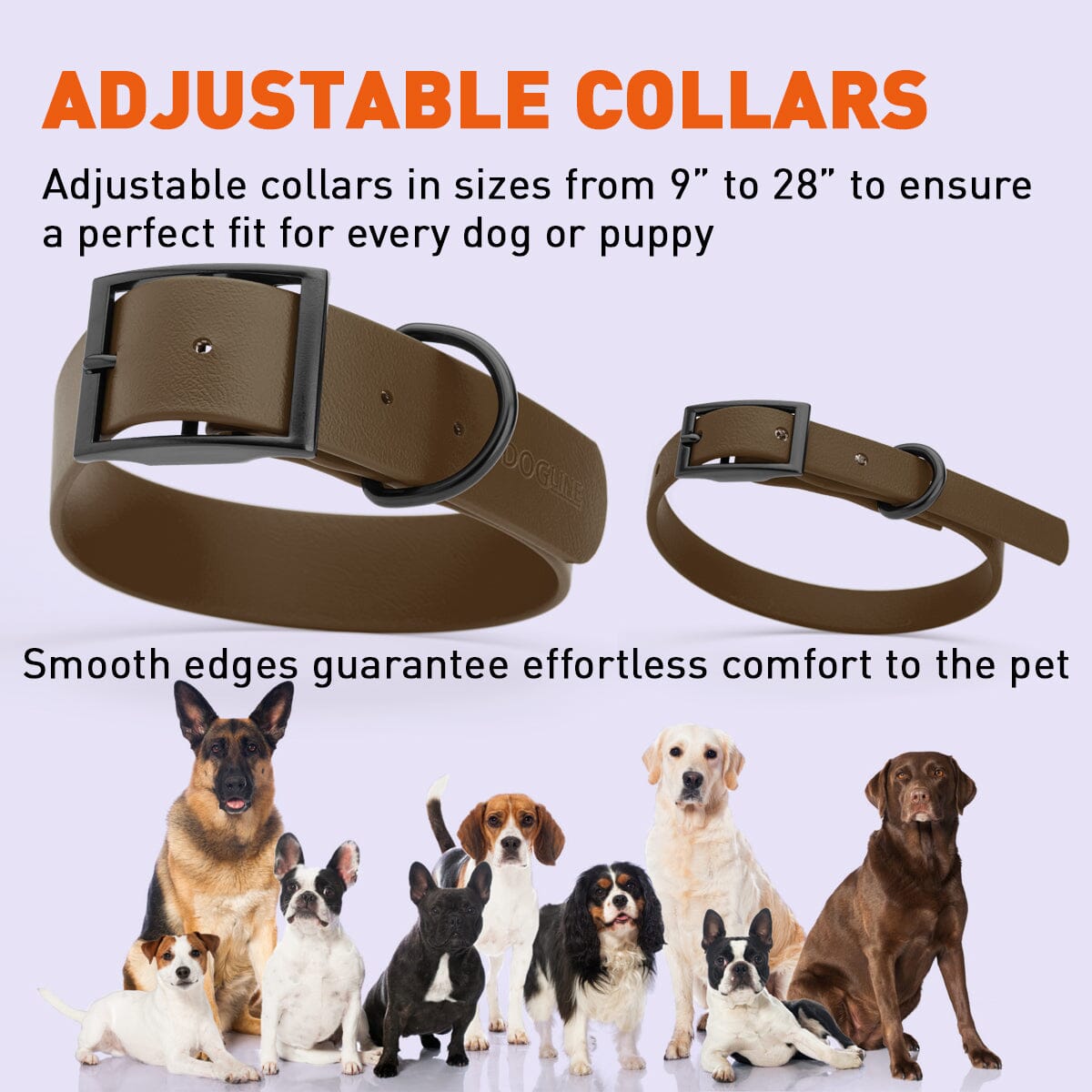 Dogline Biothane Waterproof Collar - Wide - Large (16 to 20 inches)