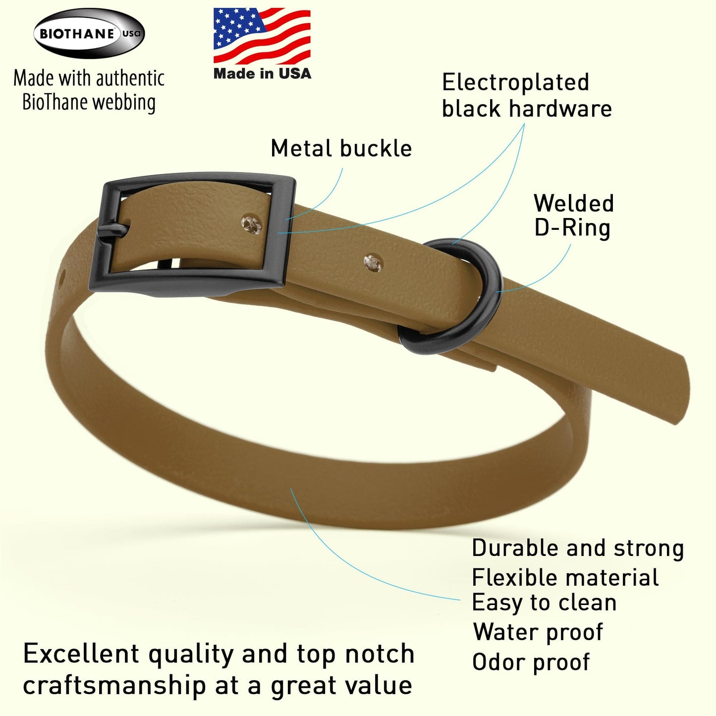 Dogline Biothane Waterproof Collar - X-Small (9 to 12 inches)