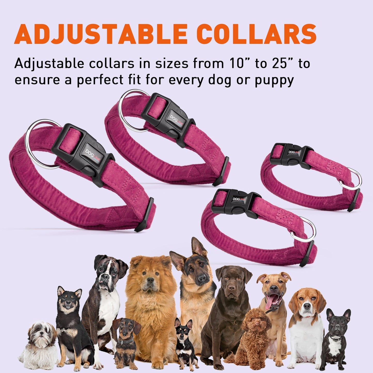 Dogline Comfort Microfiber Flat Collar