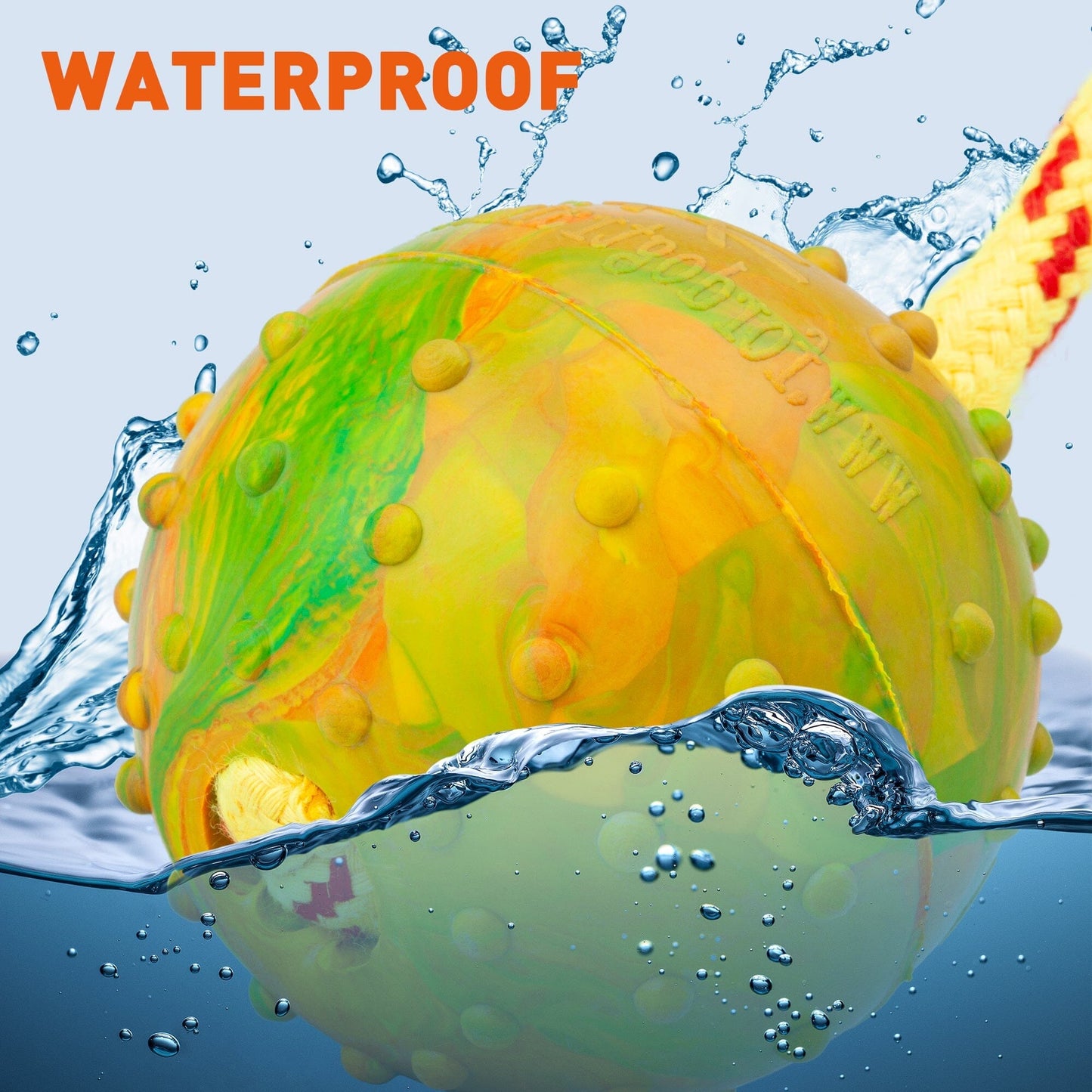 Dogline FDT Rubber Dog Ball on Rope, Medium - Diameter 2.3" (6 cm)