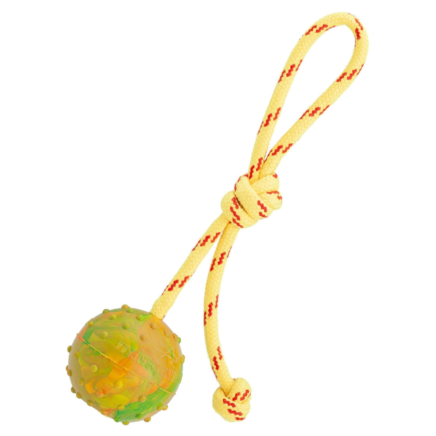 Dogline FDT Rubber Dog Ball on Rope, Medium - Diameter 2.3" (6 cm)