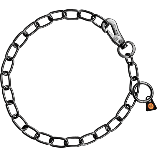 Dogline Herm Sprenger - Chain Collar with SPRENGER hook - Medium Links - Black Stainless Steel, 3 mm