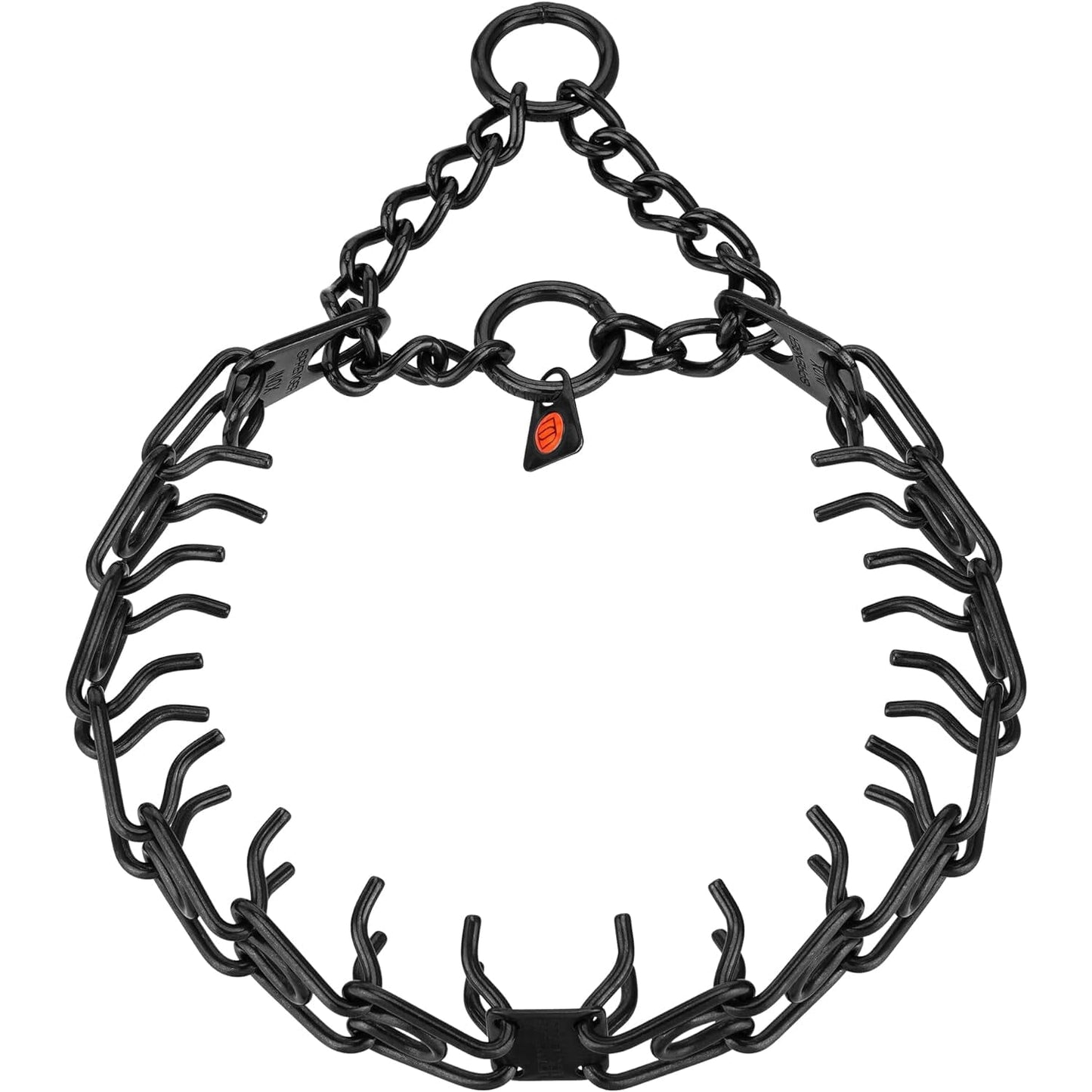 Dogline Herm Sprenger - ULTRA-PLUS Training Collar with Center-Plate and Assembly Chain - Short Version – Black Stainless Steel