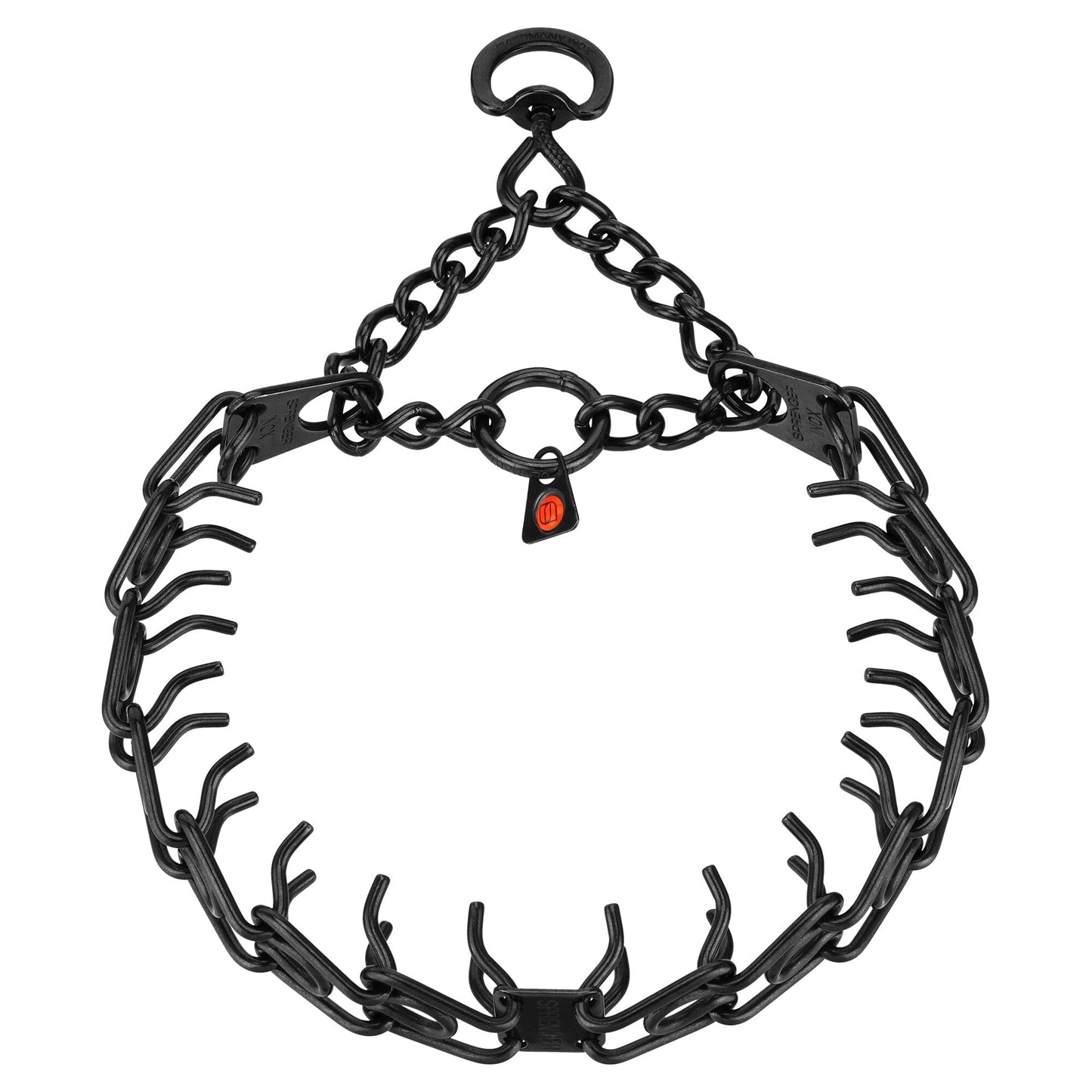 Dogline Herm Sprenger - ULTRA-PLUS Training Collar with Center-Plate and Assembly Chain - Short Version – Black Stainless Steel