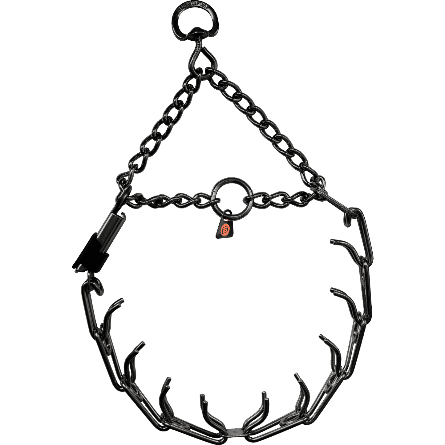 Dogline Herm Sprenger - ULTRA-PLUS Training Collar with Center-Plate, Assembly Chain, and ClicLock - Black Stainless Steel