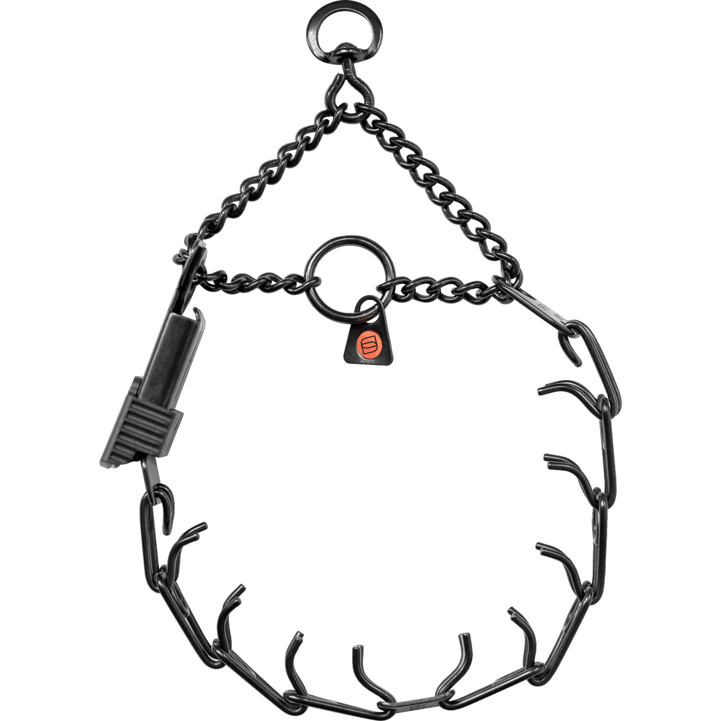 Dogline Herm Sprenger - ULTRA-PLUS Training Collar with Center-Plate, Assembly Chain, and ClicLock - Black Stainless Steel