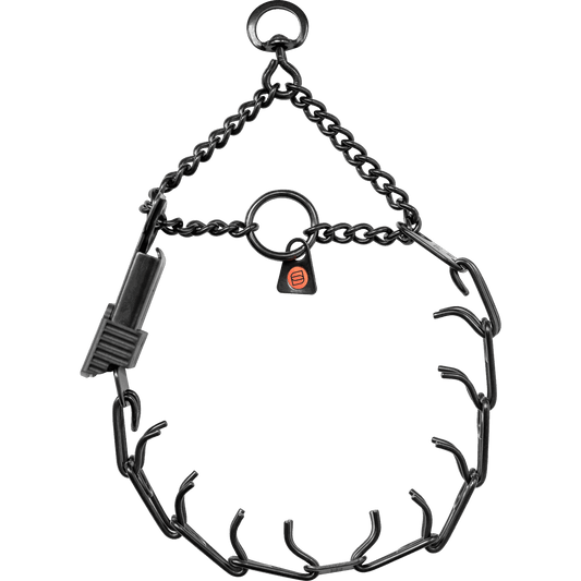 Dogline Herm Sprenger - ULTRA-PLUS Training Collar with Center-Plate, Assembly Chain, and ClicLock - Black Stainless Steel
