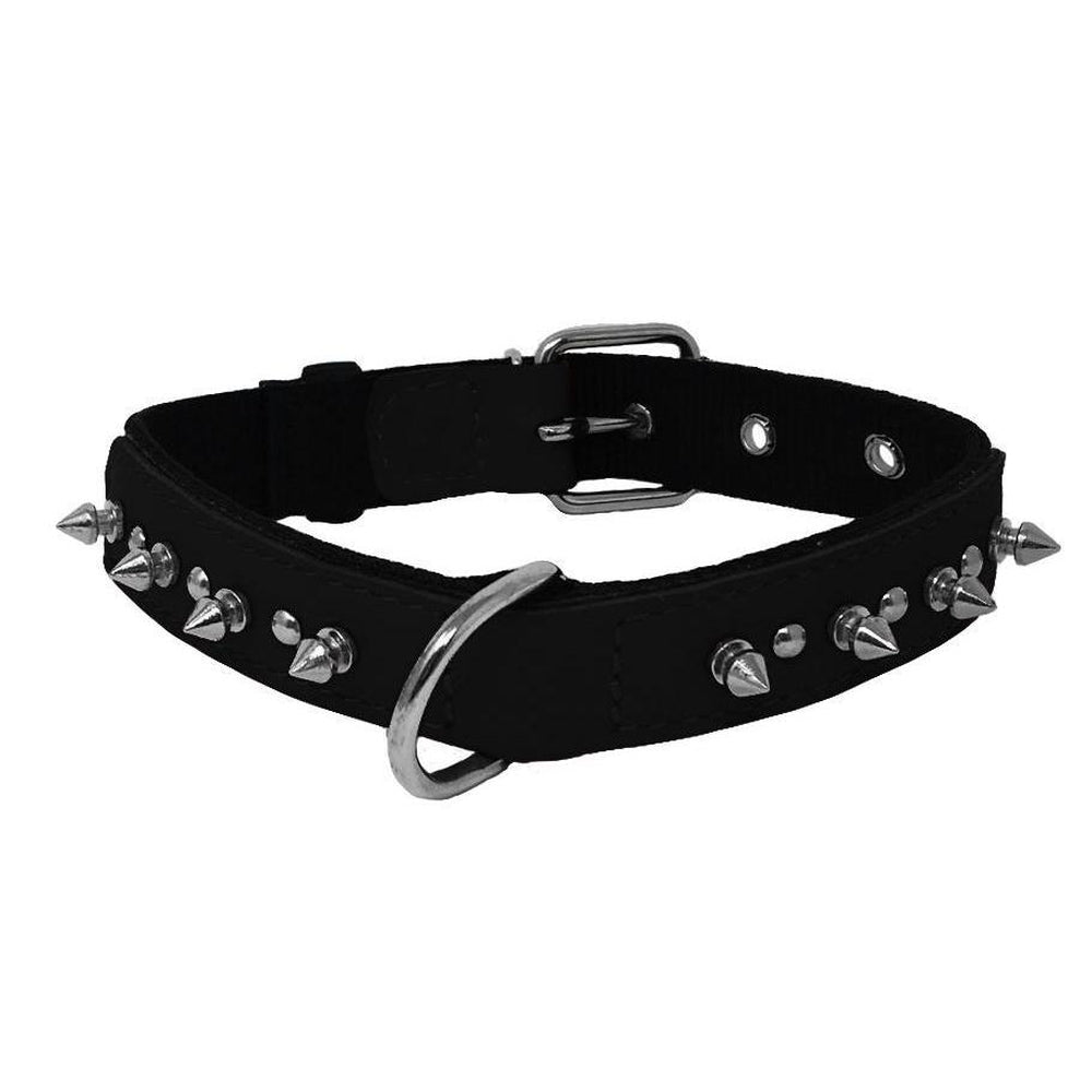 Dogline Leather + Nylon Spike Collar