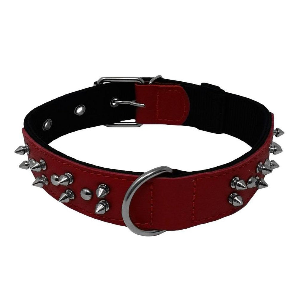 Dogline Leather + Nylon Spike Collar