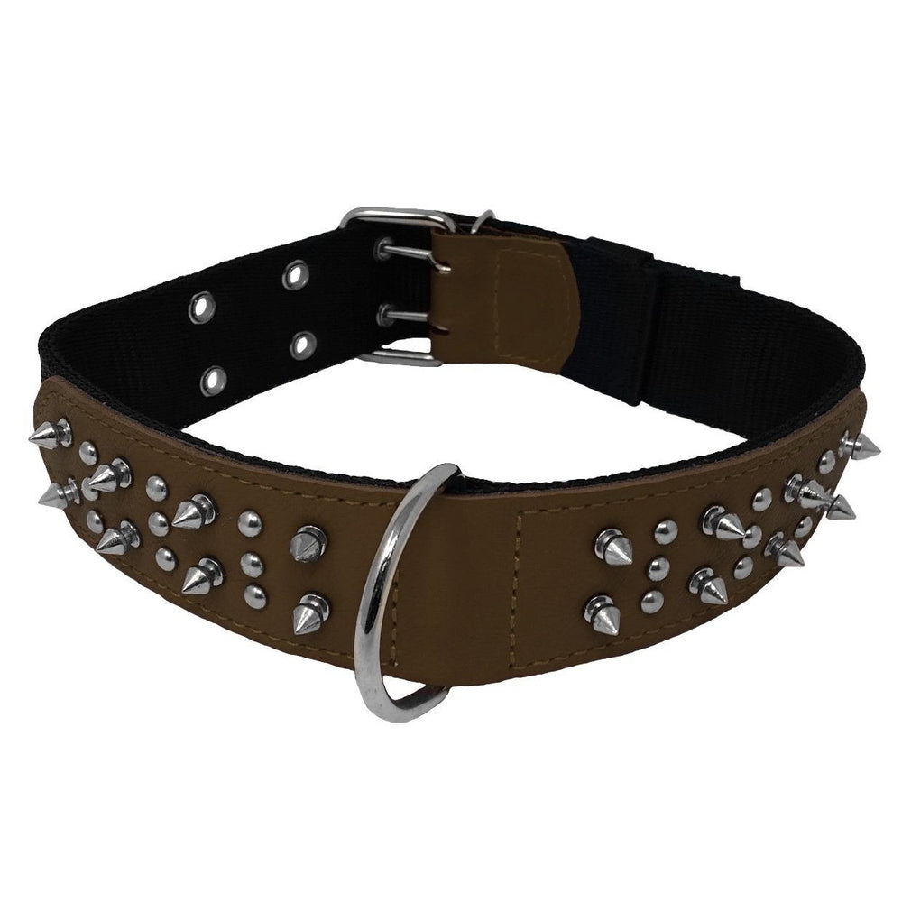 Dogline Leather + Nylon Spike Collar