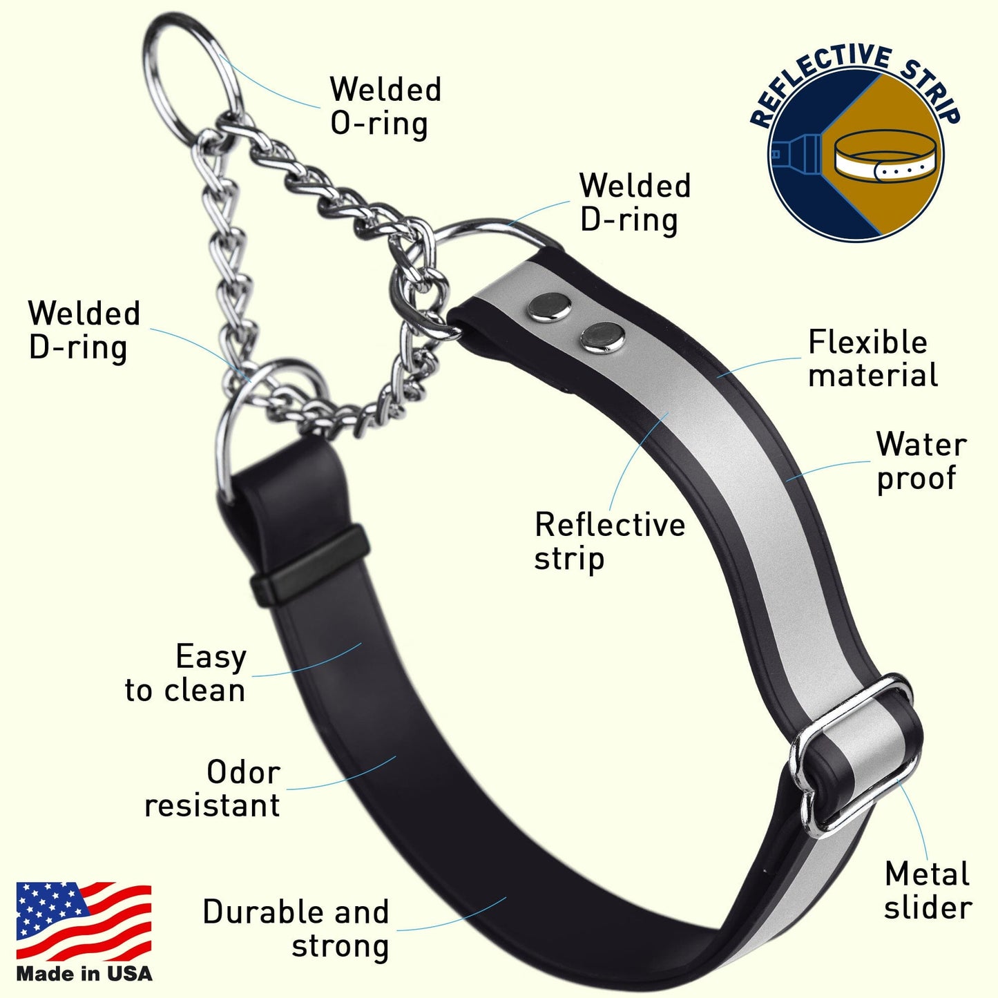 Dogline Reflective Biothane Martingale Collar
