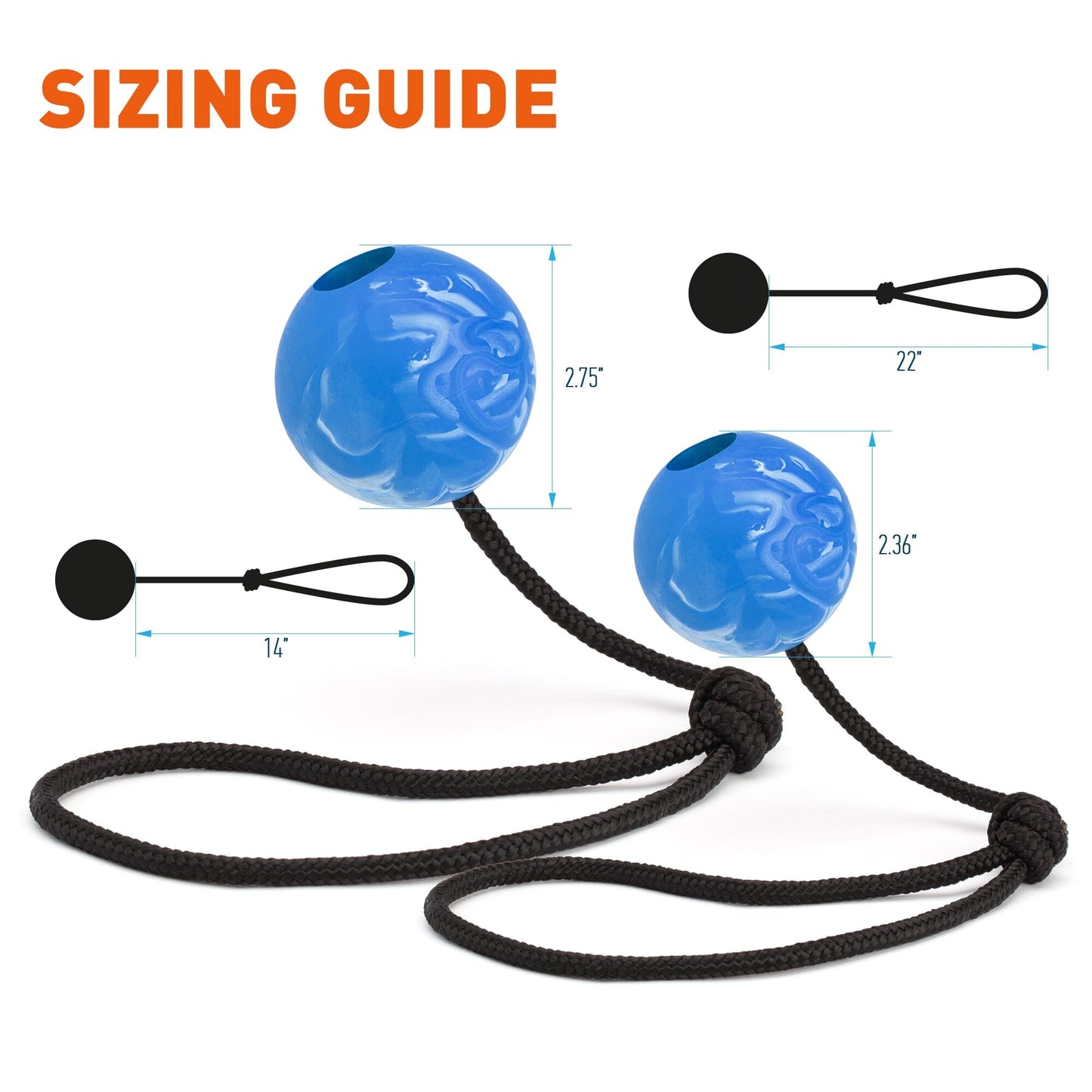 Dogline Rubber Euro Ball with Rope