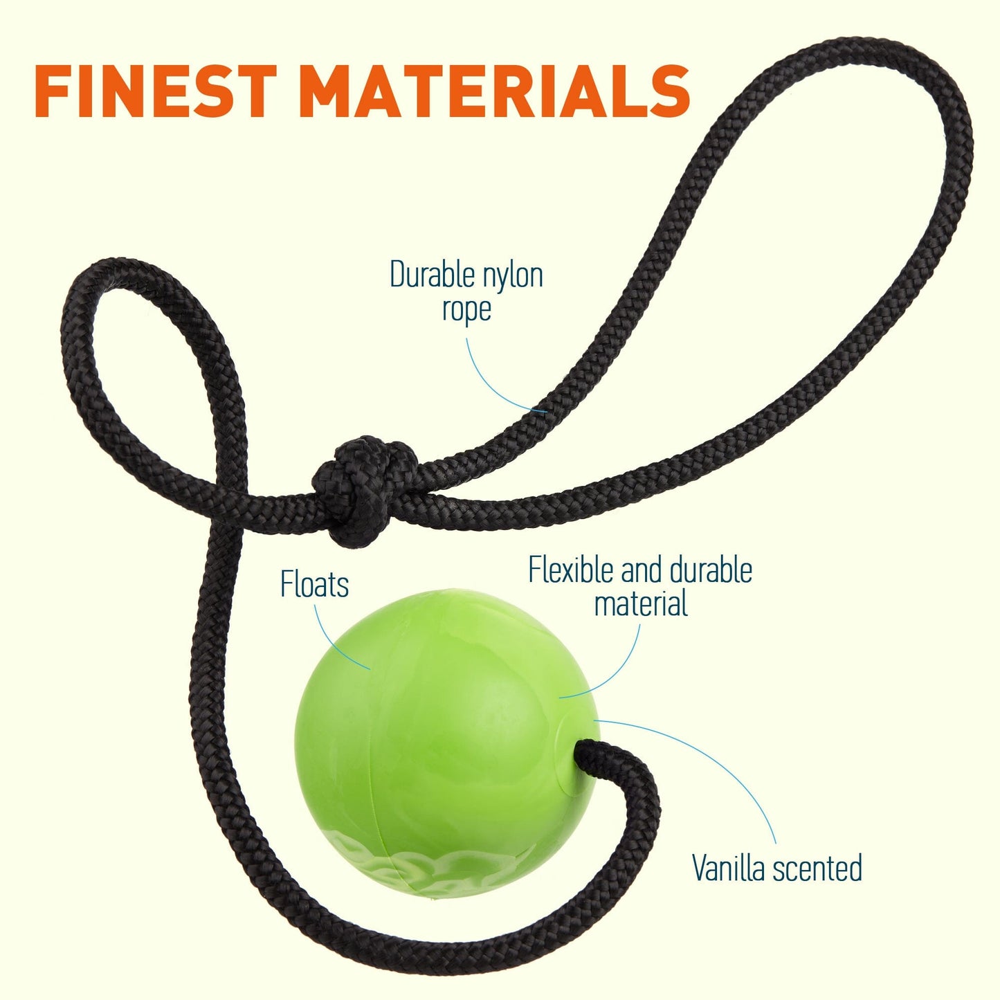 Dogline Rubber Euro Ball with Rope