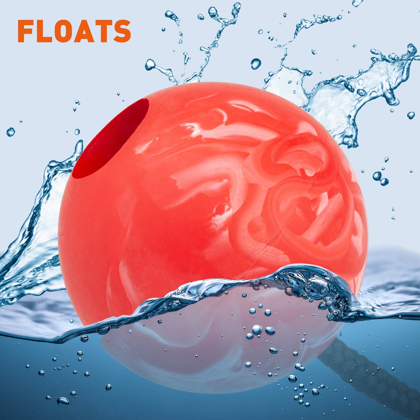 Dogline Rubber Euro Ball with Rope