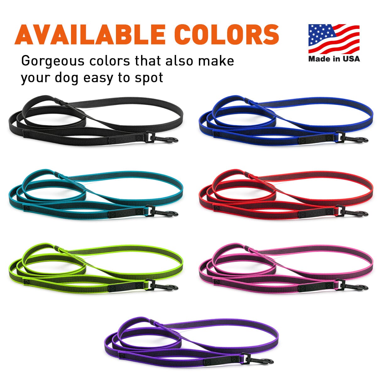 Dogline Rubber Infused Nylon Multifunctional Dog Leash for Walking and Running Hands Free
