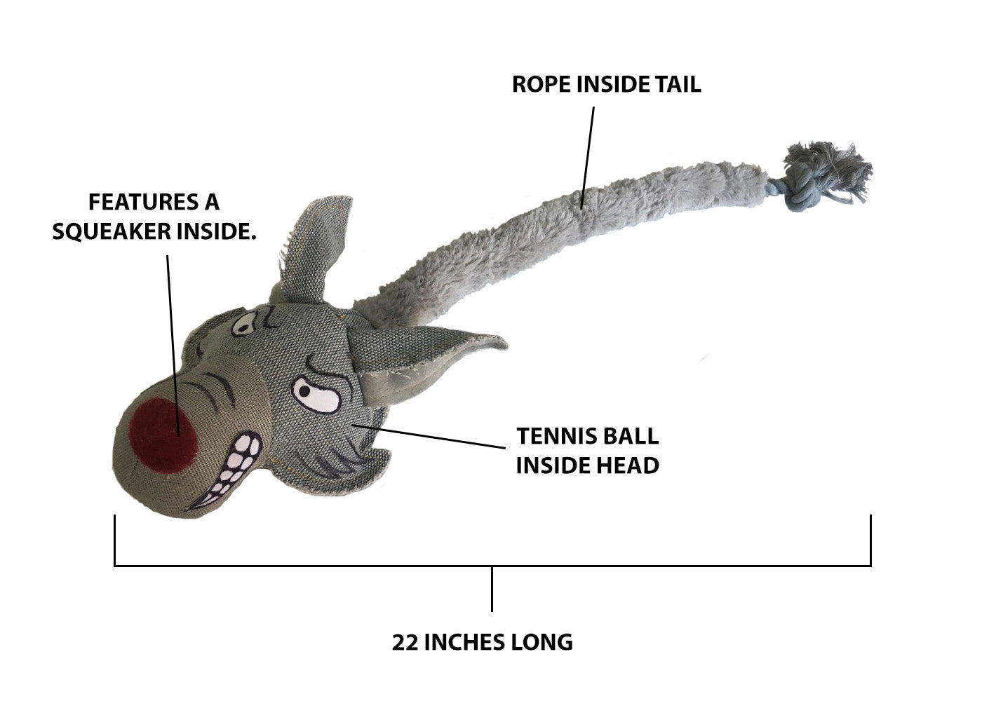 Dogline Safari Animal Toys + Ball & Rope Version