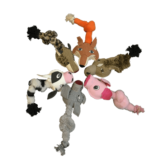 Dogline Safari Animal Toys + Ball & Rope Version